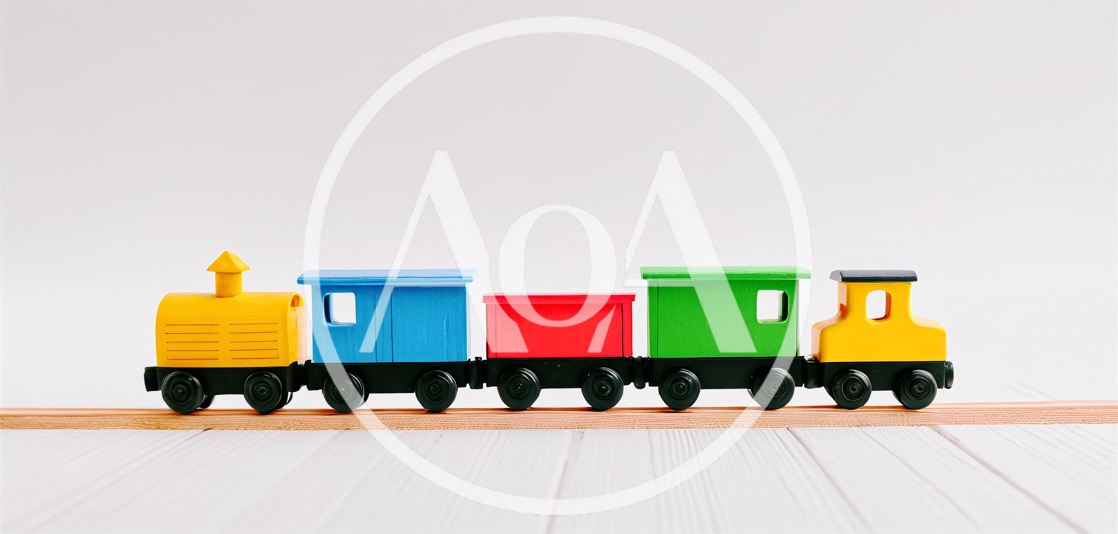 Colorful Wooden Toy Train On Tracks