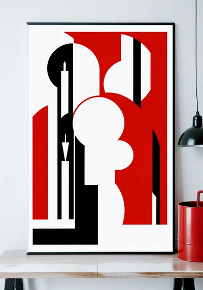 Abstract Geometric Art Print In Modern Interior Setting
