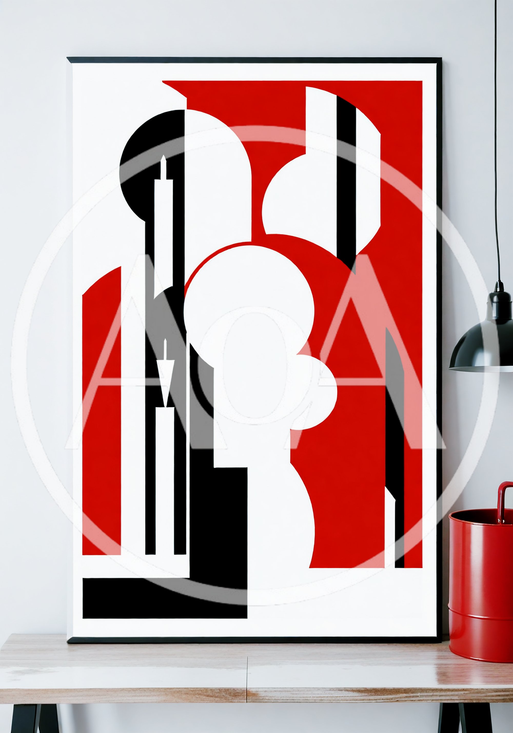 Abstract Geometric Art Print In Modern Interior Setting