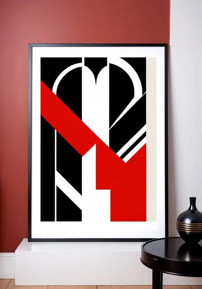 Abstract Geometric Art Print In Modern Interior Setting
