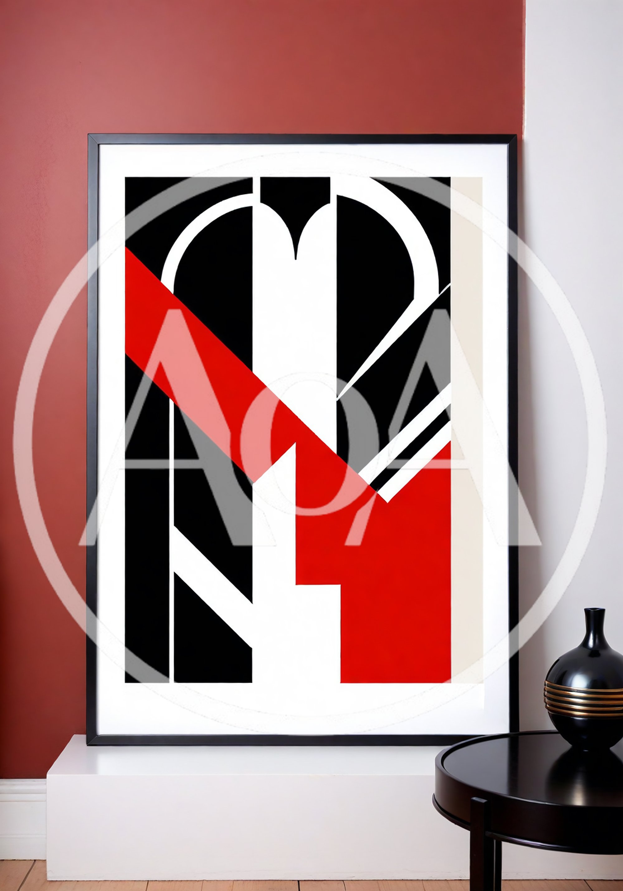 Abstract Geometric Art Print In Modern Interior Setting