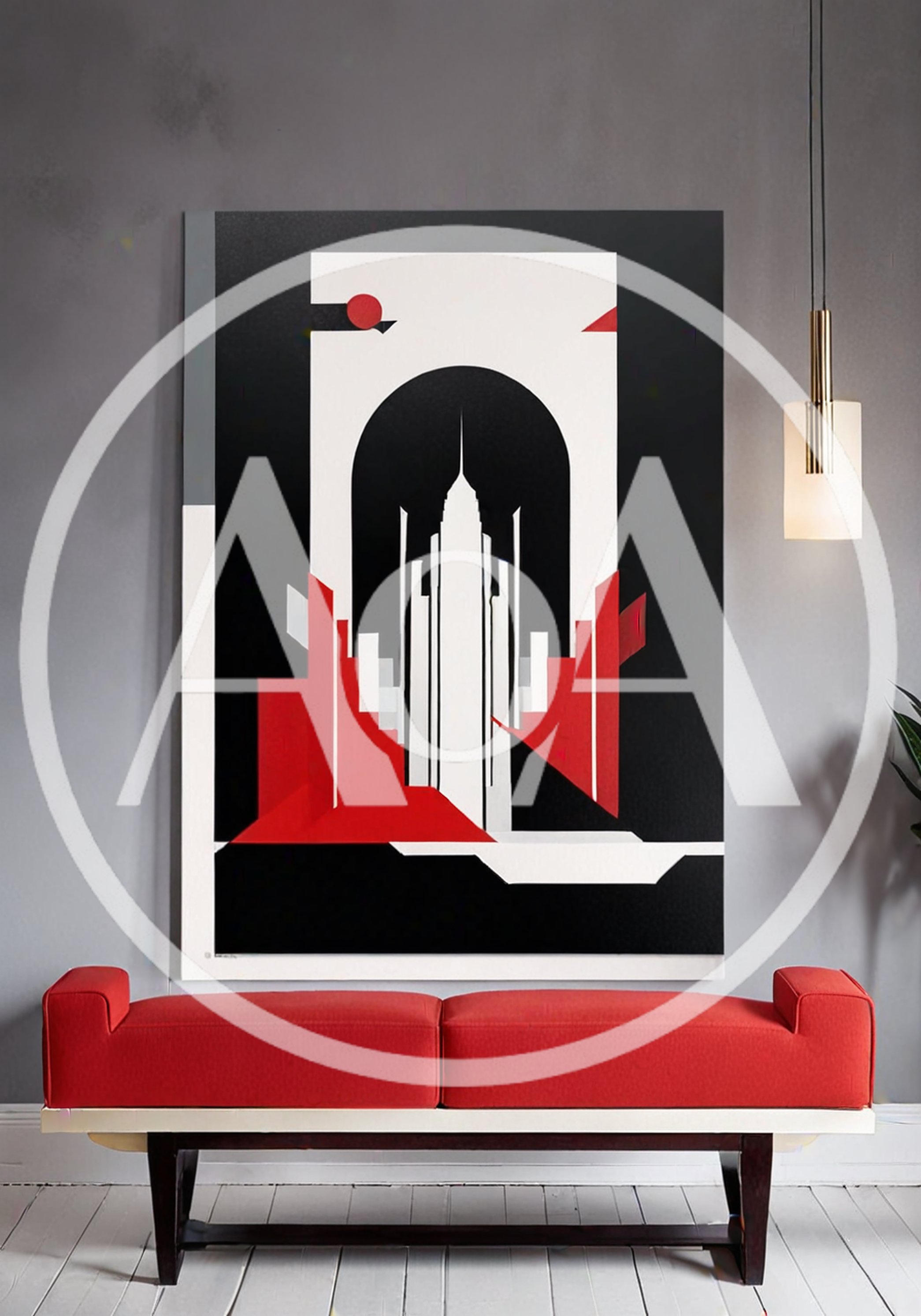 Modern Art Painting Of A Stylized Skyscraper