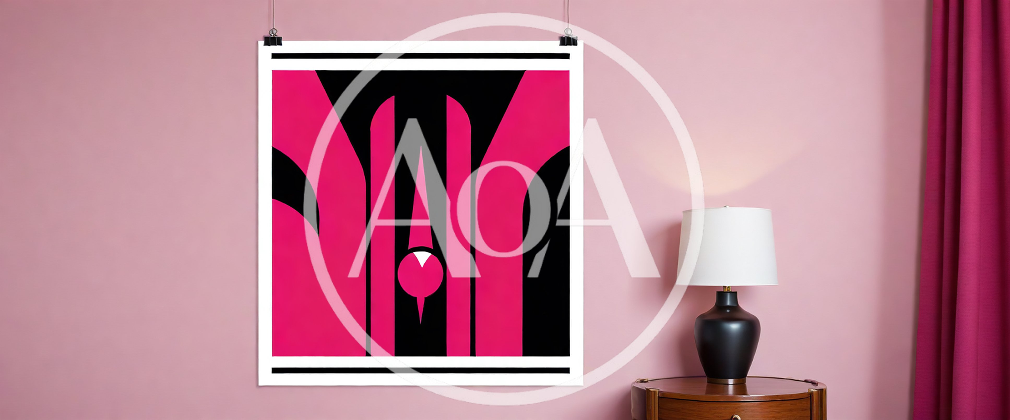 Abstract Pink And Black Geometric Wall Art Print