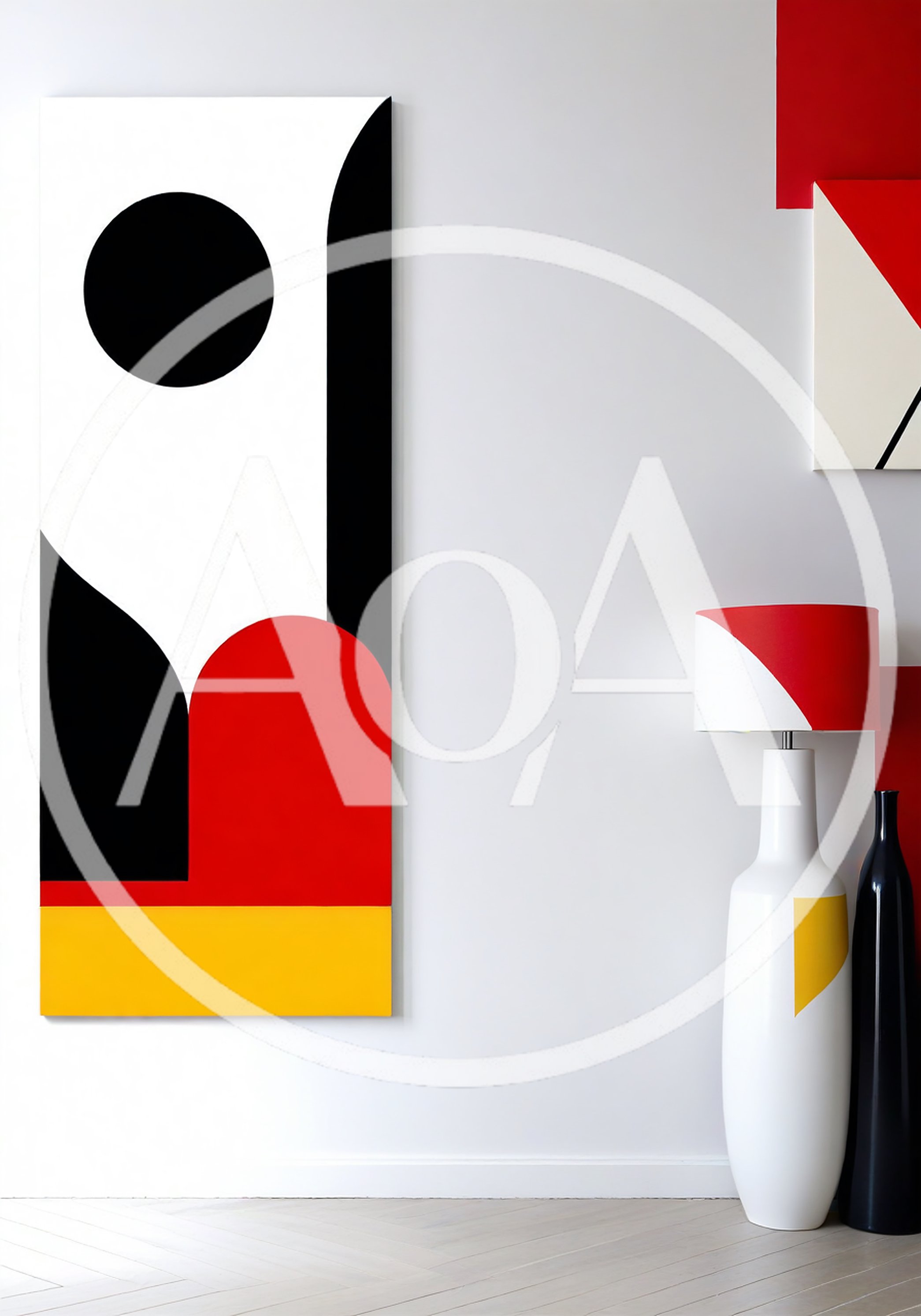 Modern Abstract Art Decor In Minimalist Interior