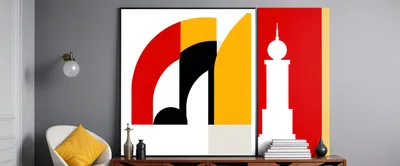 Modern Abstract Art Prints In A Minimalist Living Room