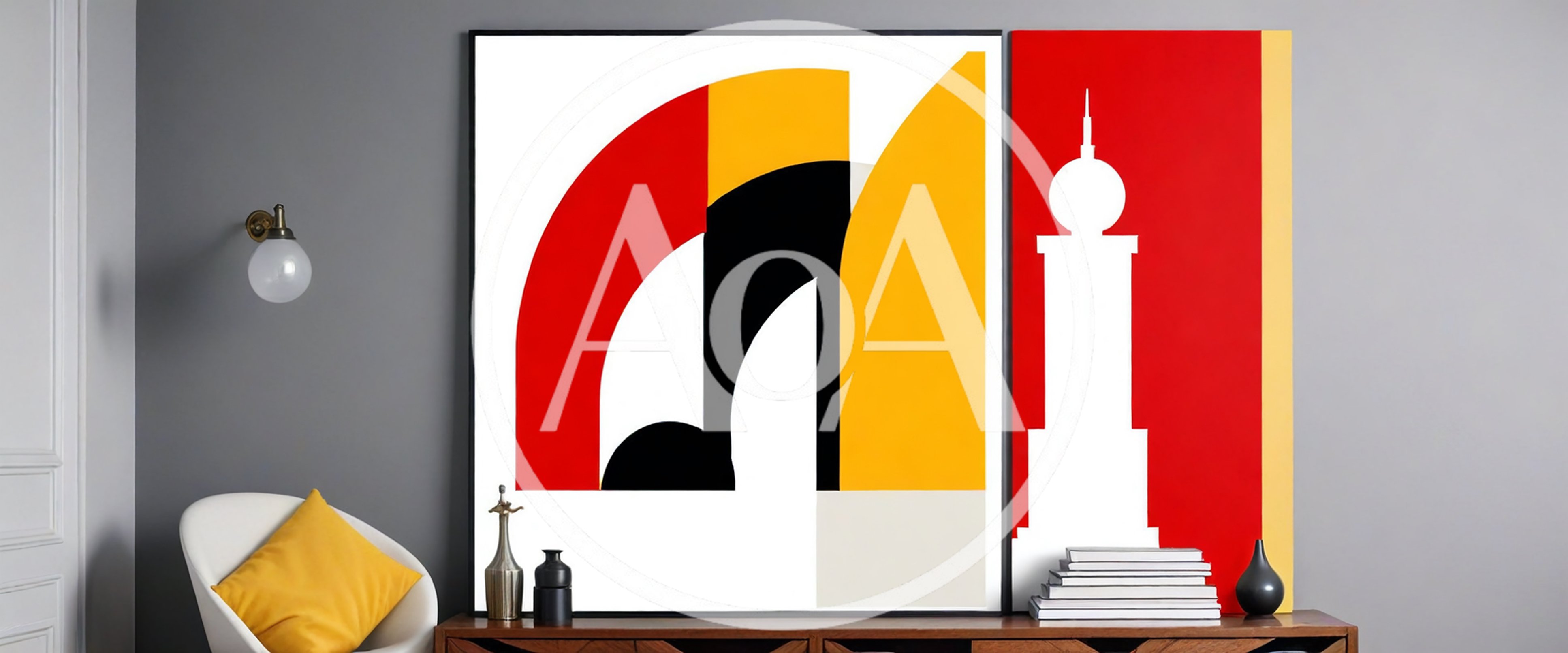 Modern Abstract Art Prints In A Minimalist Living Room