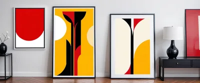Modern Abstract Art Prints In Minimalist Living Room