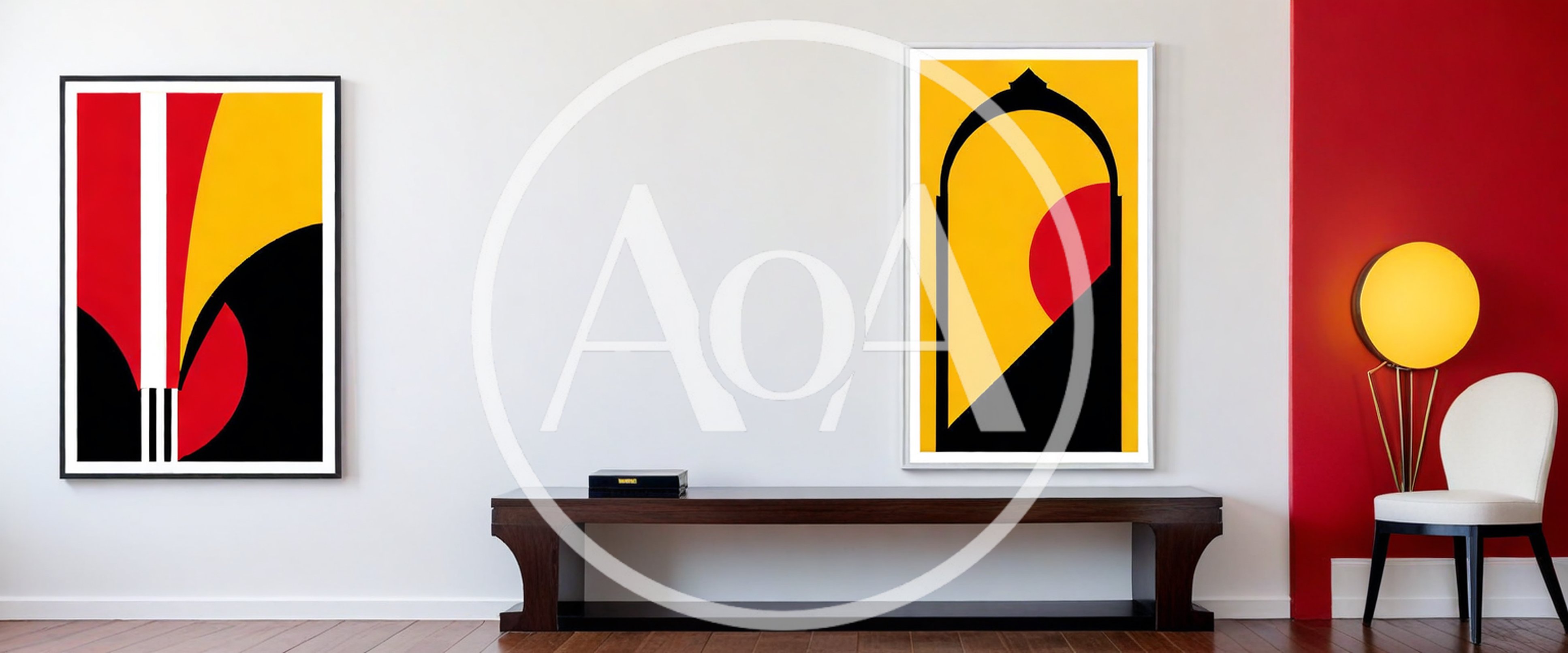 Modern Minimalist Living Room With Abstract Art