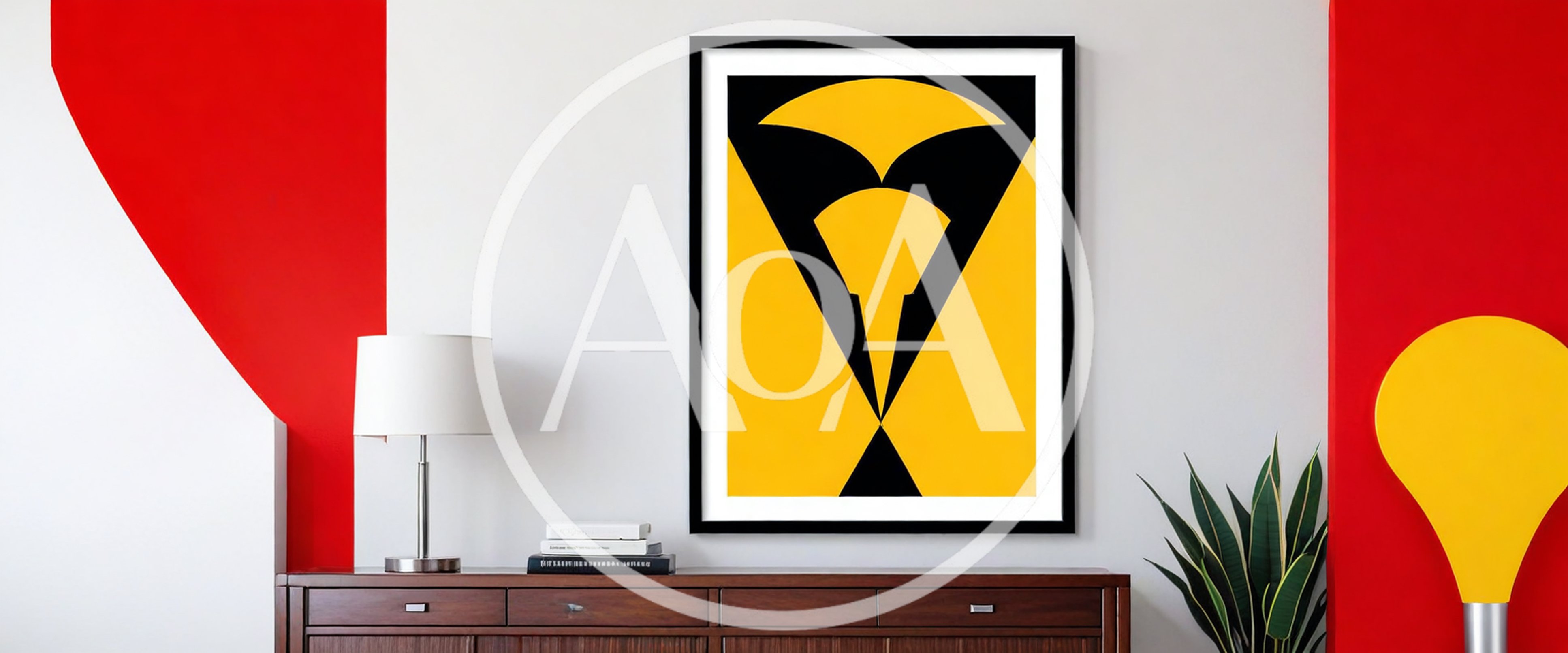 Modern Living Room Interior With Abstract Wall Art