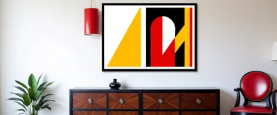 Modern Living Room Interior With Abstract Wall Art