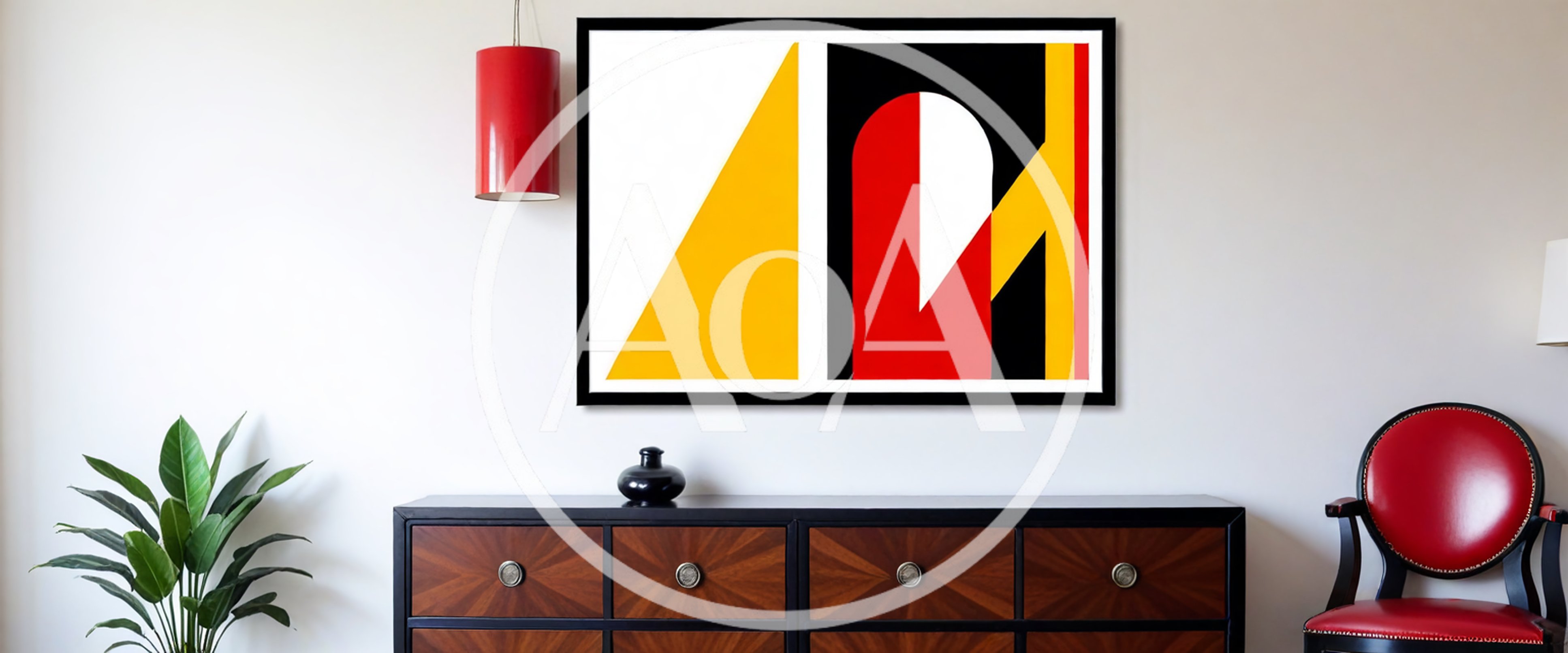 Modern Living Room Interior With Abstract Wall Art