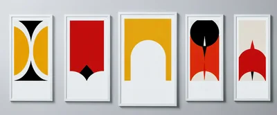 Five Framed Minimalist Abstract Art Prints
