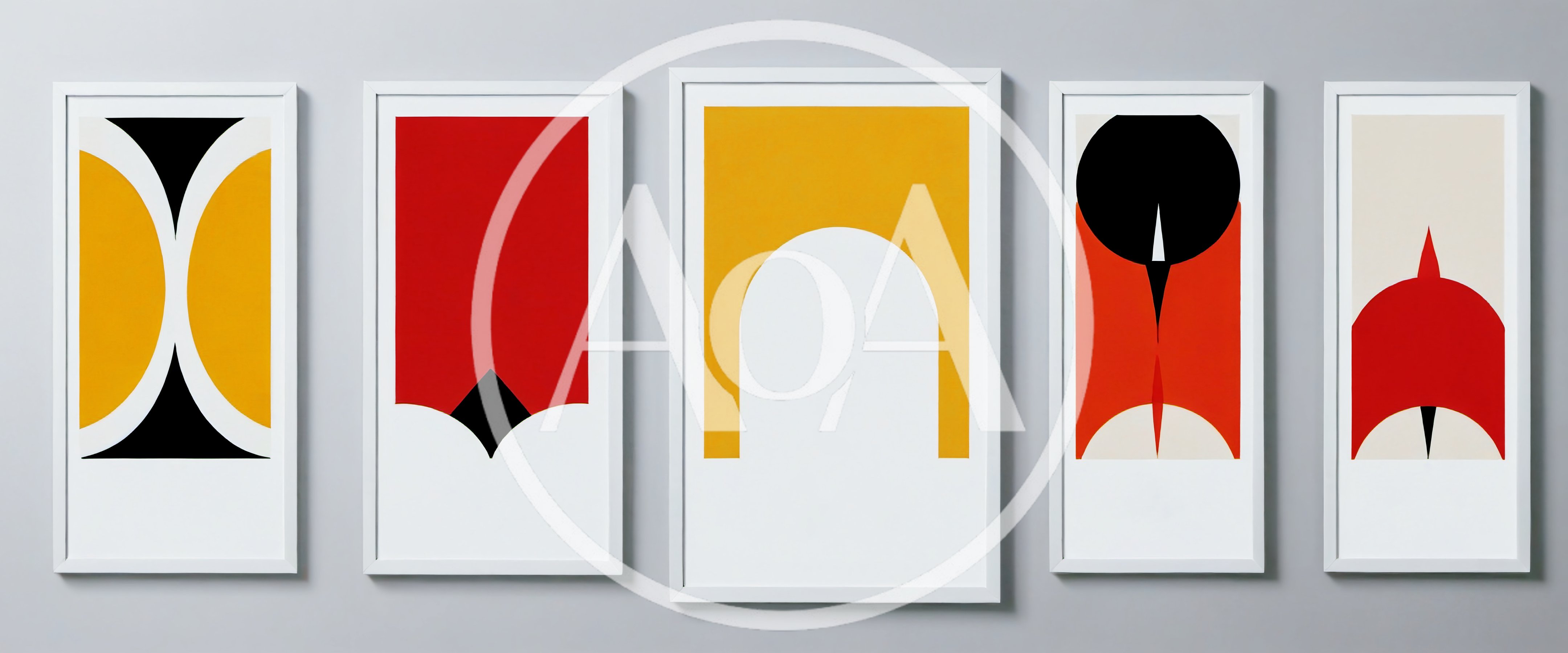 Five Framed Minimalist Abstract Art Prints