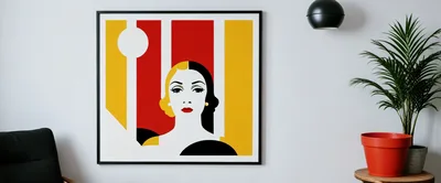 Modern Art Print Featuring Stylized Woman Portrait