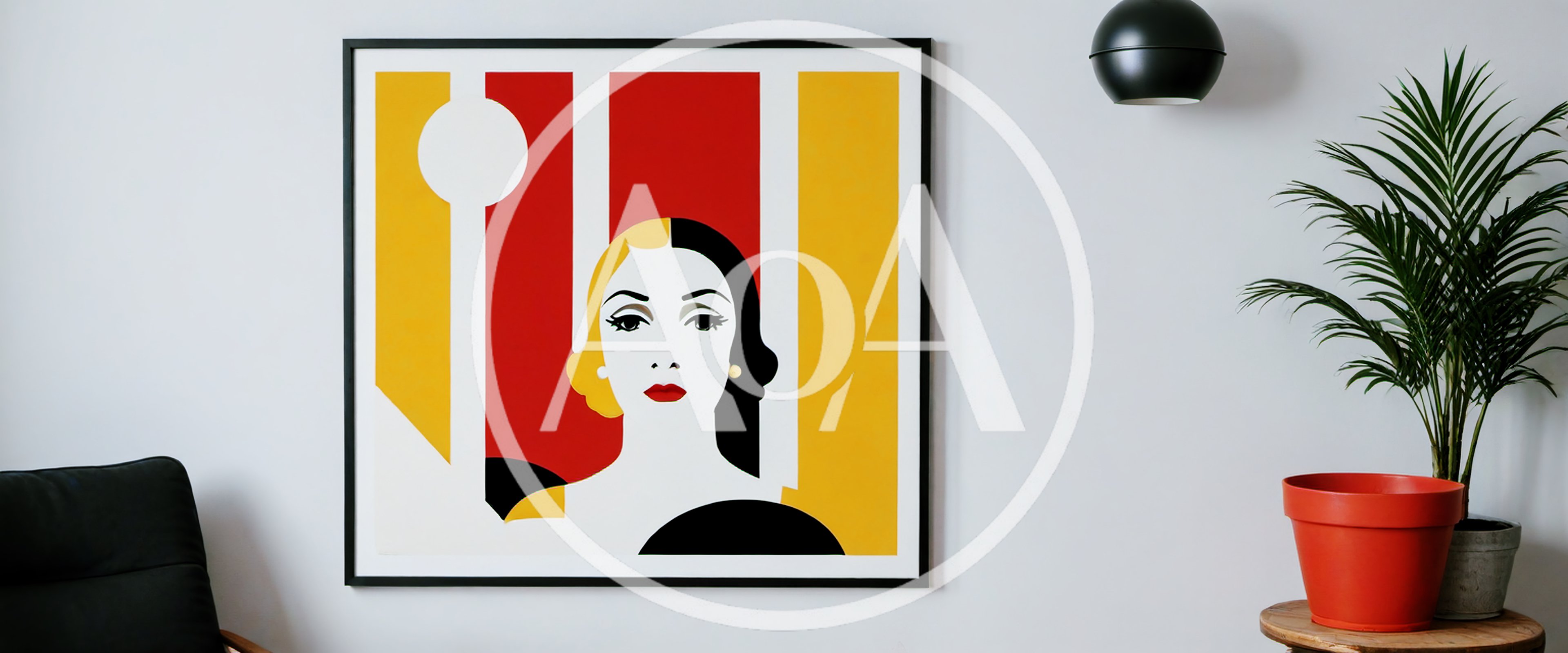 Modern Art Print Featuring Stylized Woman Portrait
