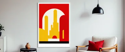 Modern Minimalist Art Print Hanging In Living Room