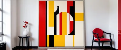Modern Abstract Painting In A Minimalist Living Room