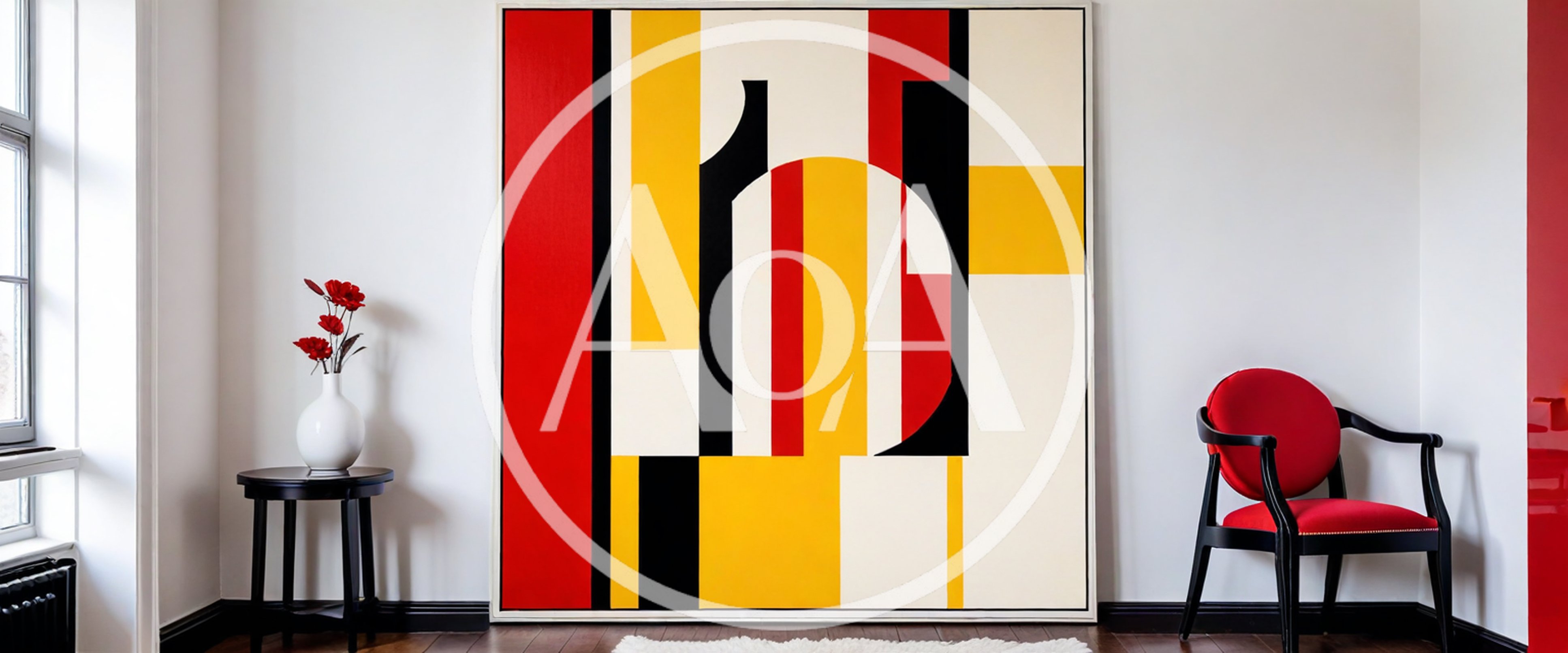 Modern Abstract Painting In A Minimalist Living Room