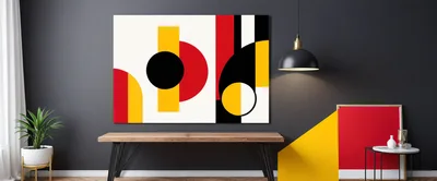Modern Abstract Art Display In Minimalist Living Room