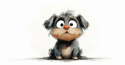 Cute Cartoon Puppy Illustration With Big Eyes