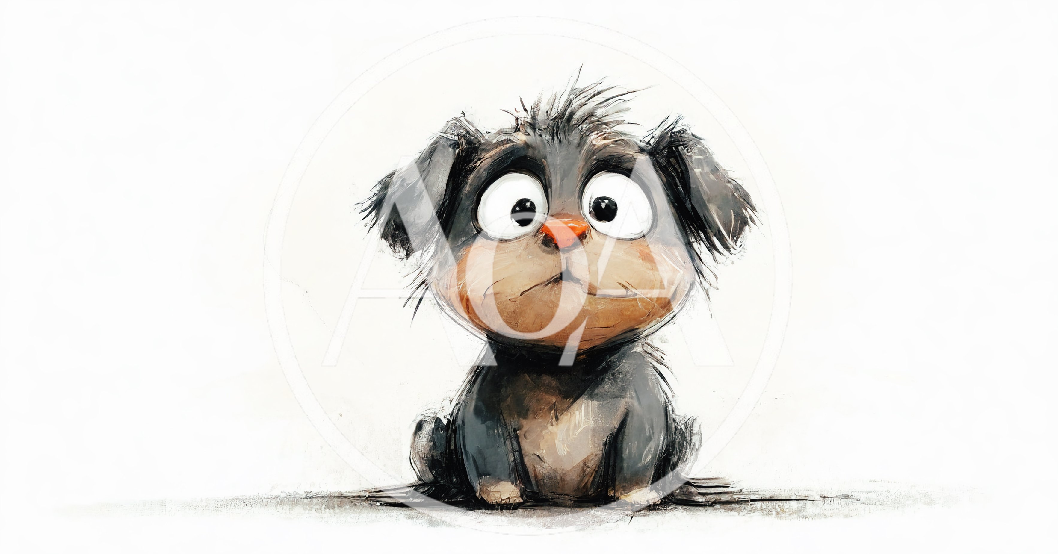 Cute Cartoon Puppy Illustration With Big Eyes