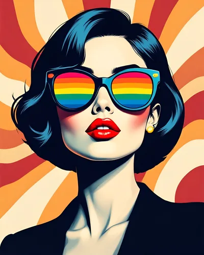 Pop Art Portrait Of A Woman With Rainbow Sunglasses
