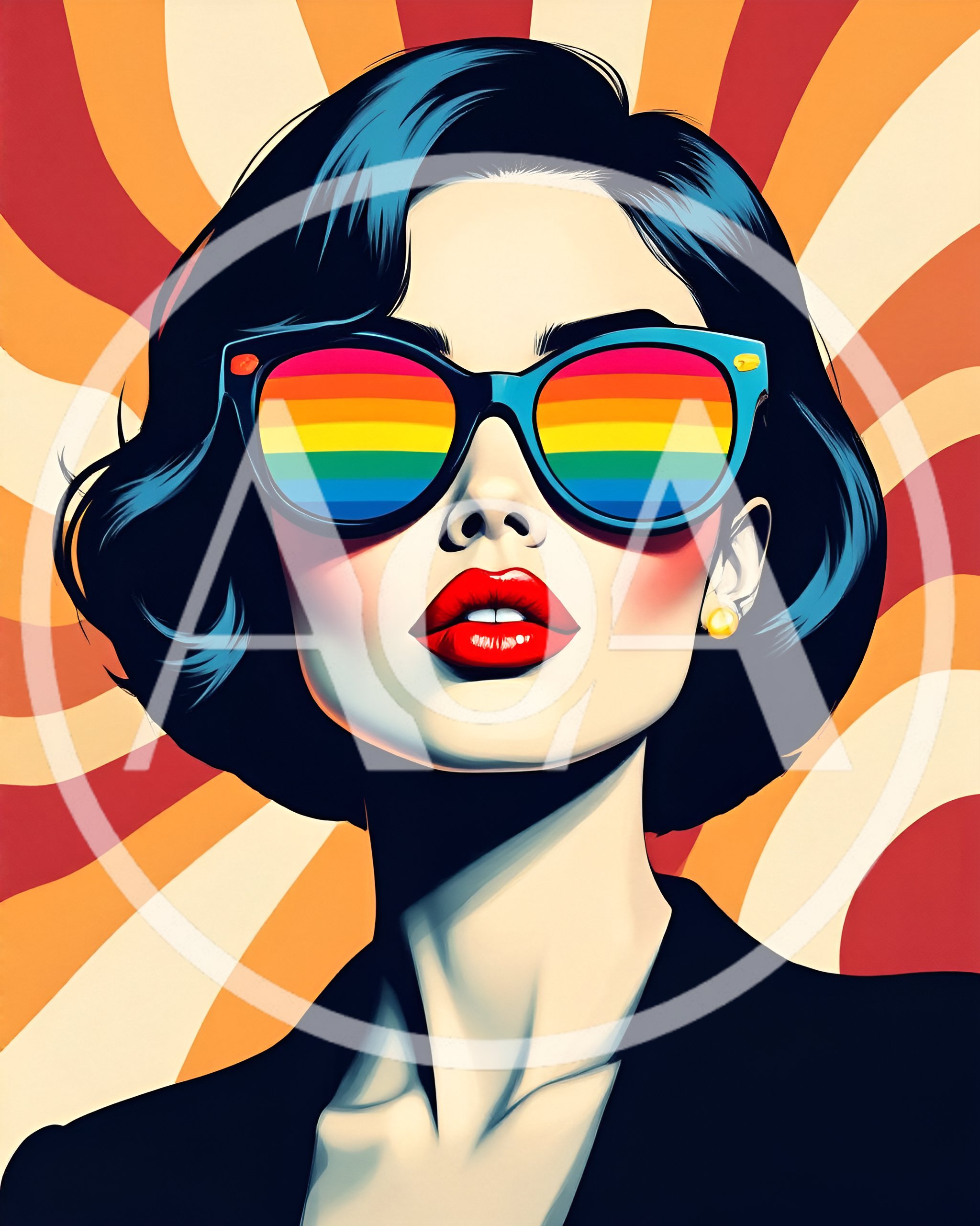 Pop Art Portrait Of A Woman With Rainbow Sunglasses