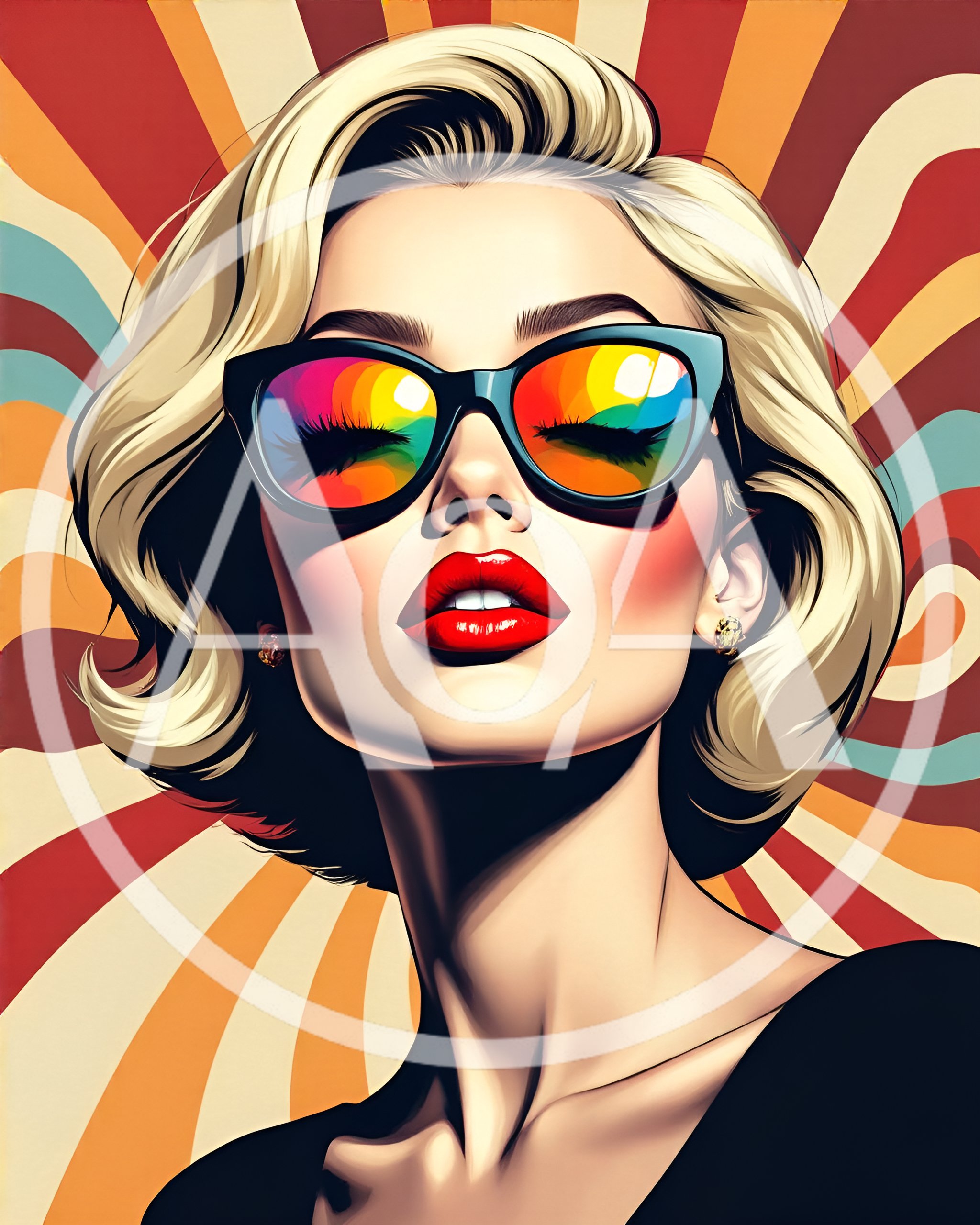 Pop Art Portrait Of A Blonde Woman With Sunglasses
