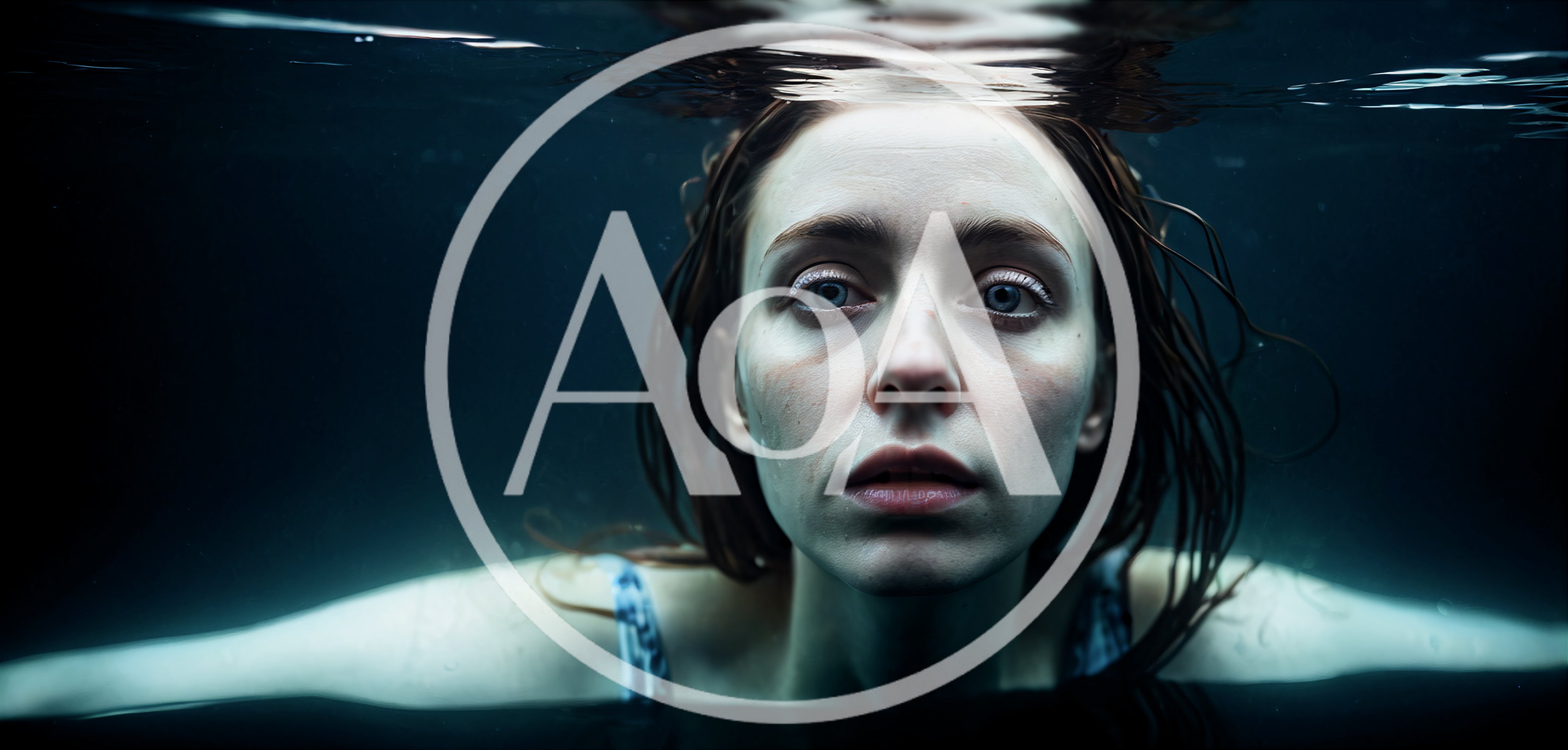 Woman Submerged In Dark Water Looking At Camera