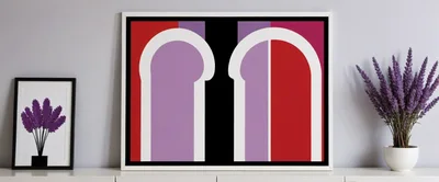 Modern Abstract Art Print With Lavender Bouquet