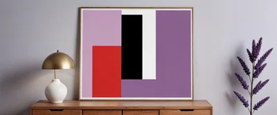 Modern Abstract Art Print On Wooden Console Table