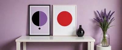 Minimalist Art Prints On A White Console Table