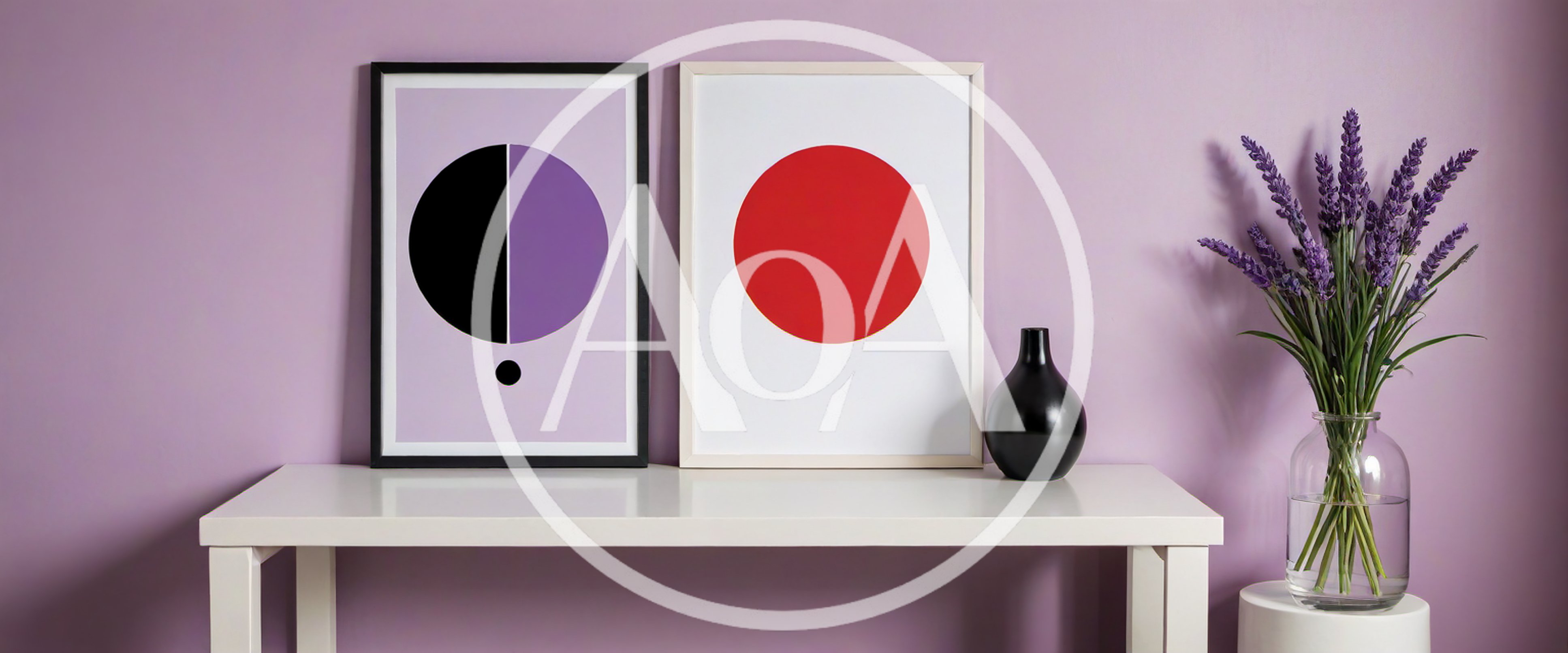 Minimalist Art Prints On A White Console Table