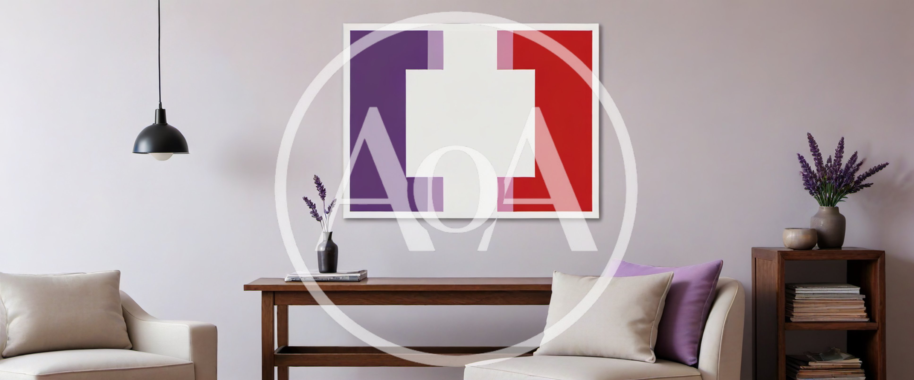 Modern Living Room Interior With Abstract Wall Art