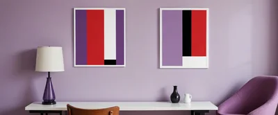 Modern Minimalist Home Office With Abstract Art