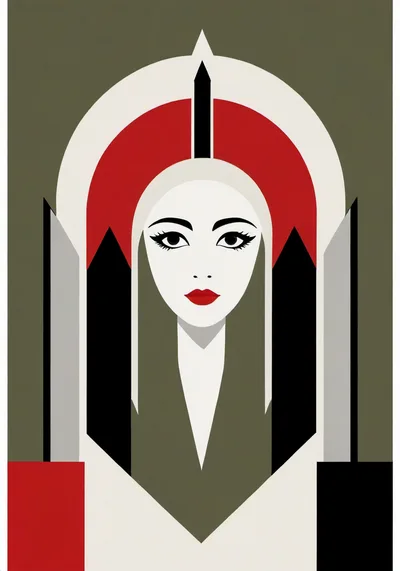 Stylized Art Deco Portrait Of A Woman