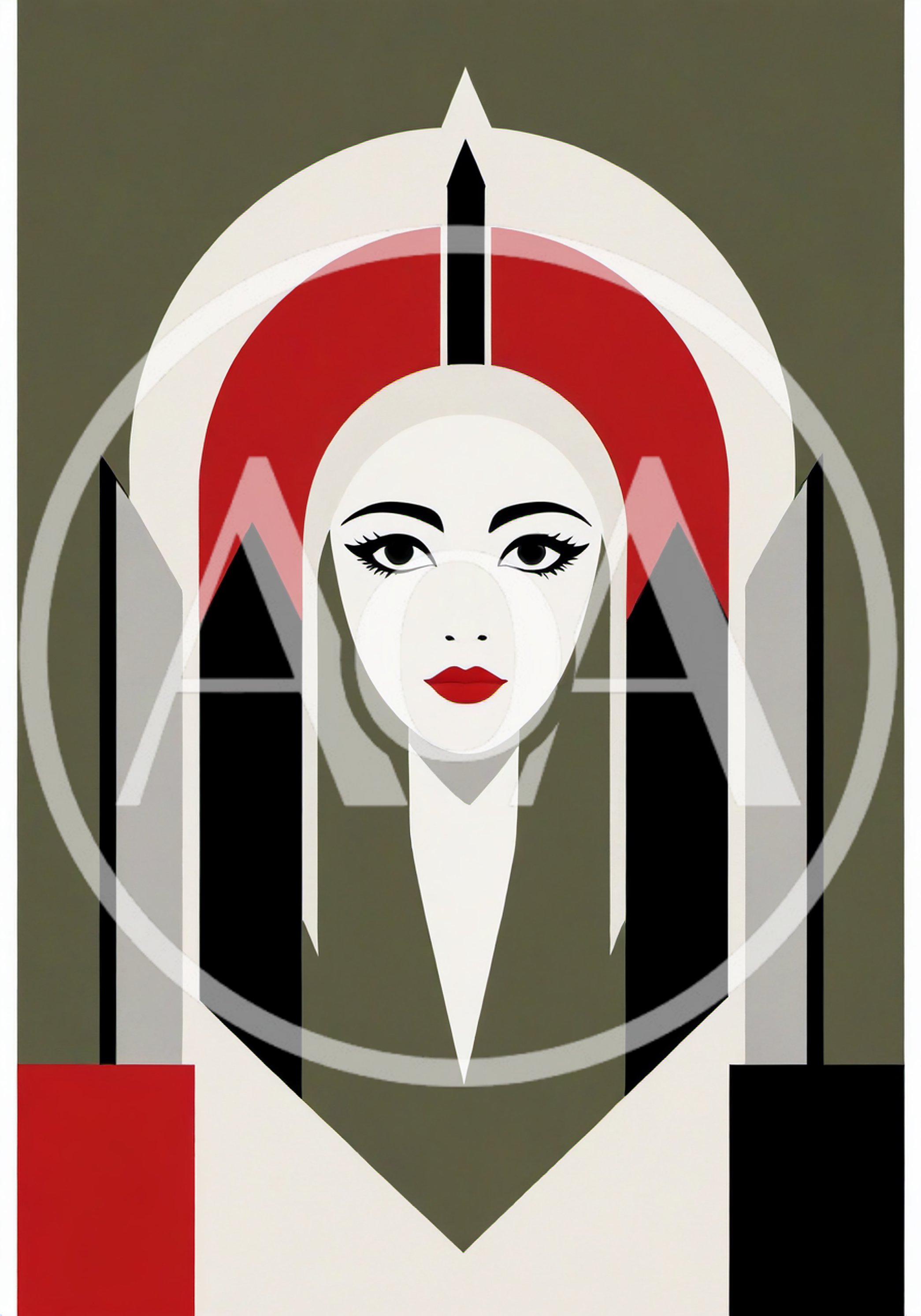 Stylized Art Deco Portrait Of A Woman