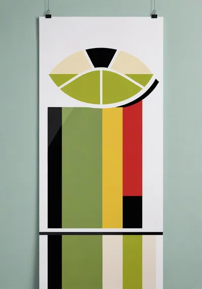 Abstract Geometric Wall Art Print Hanging On Wall