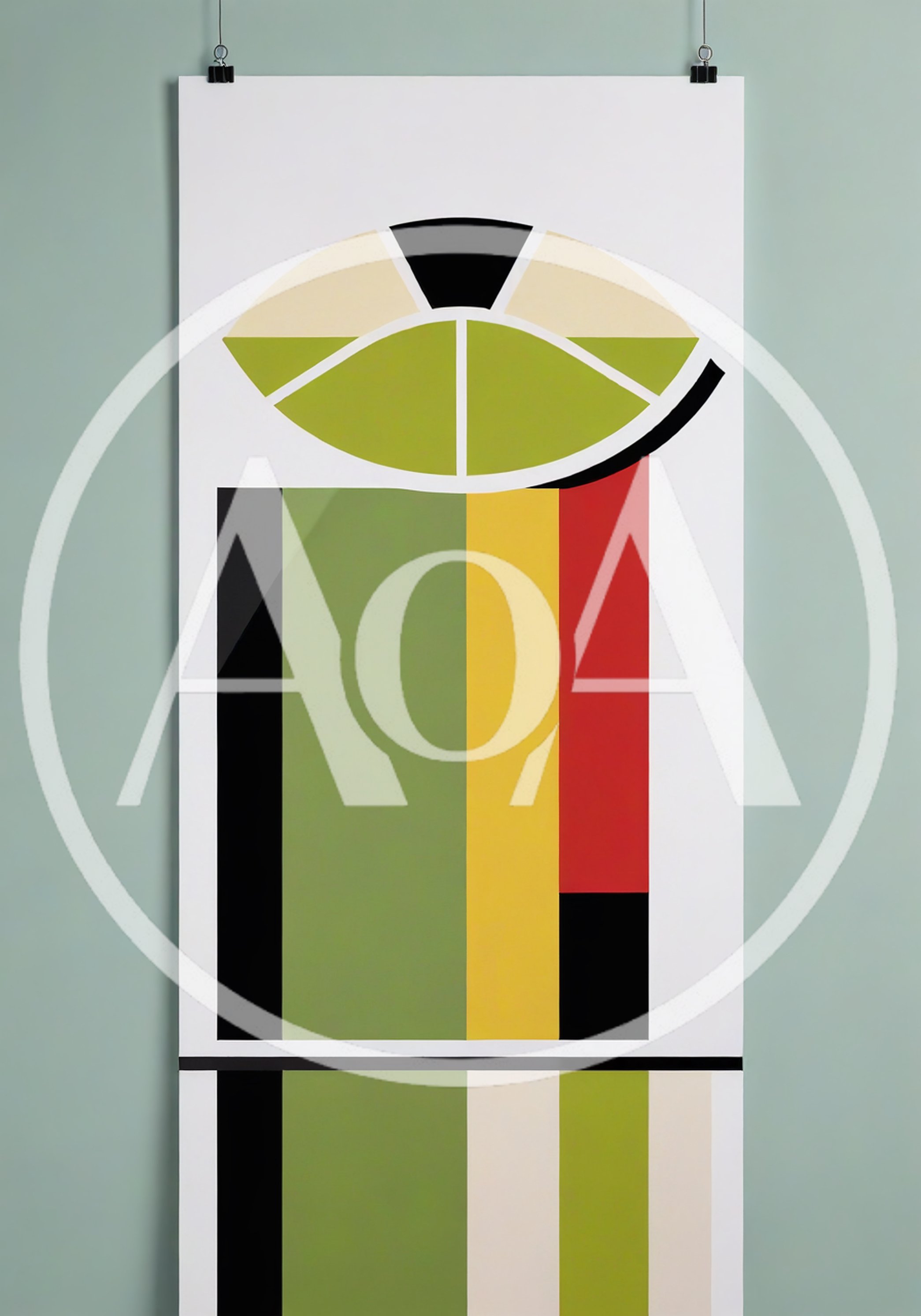 Abstract Geometric Wall Art Print Hanging On Wall