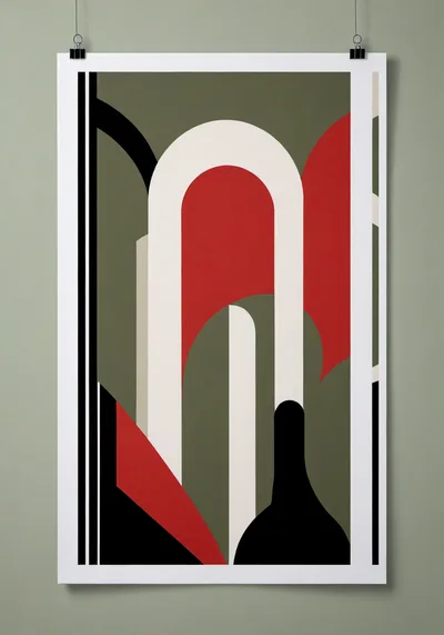 Abstract Geometric Art Print With Minimalist Shapes