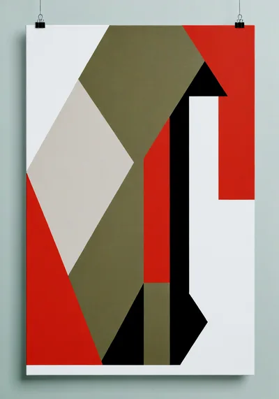 Abstract Geometric Art Print With Bold Colors