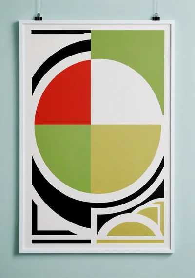 Abstract Geometric Art Print In White Frame