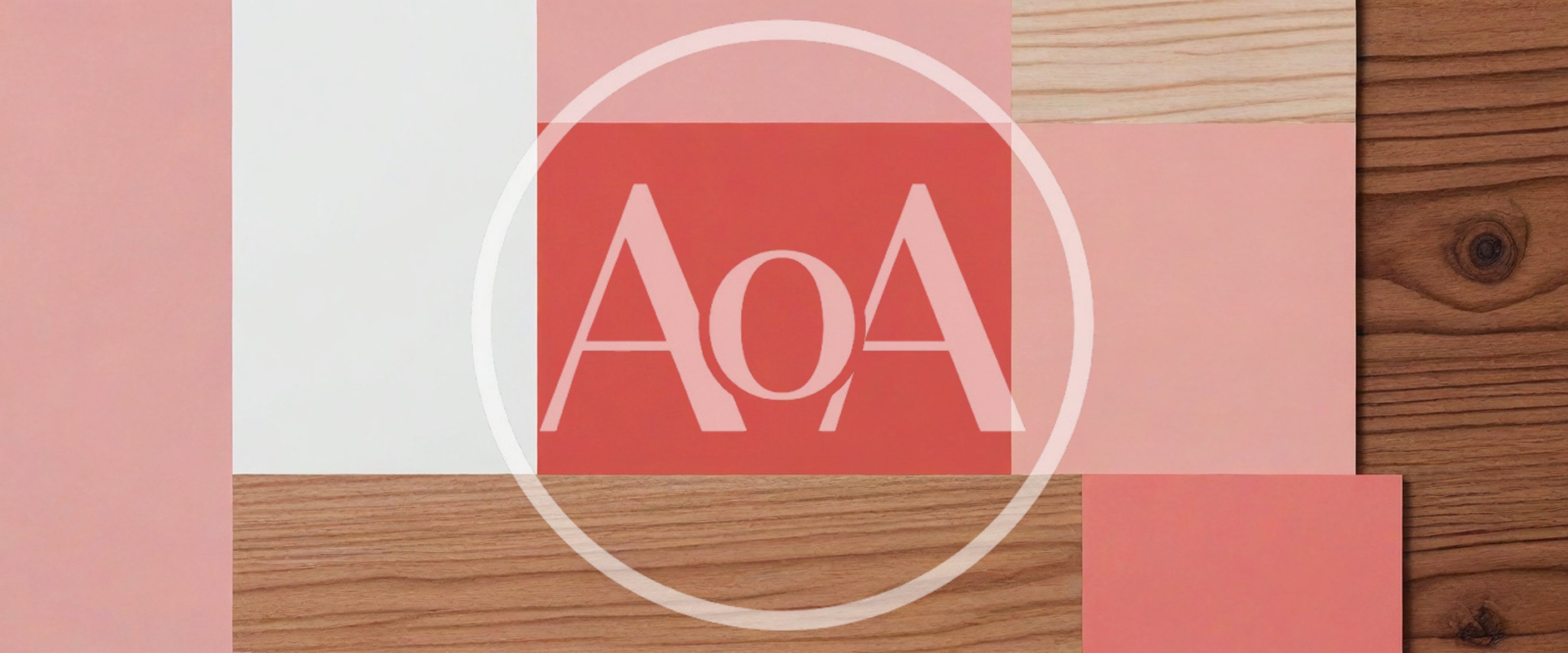 Abstract Geometric Composition With Wood And Pastel Panels