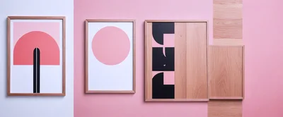Modern Minimalist Art Frames On Pink Wall