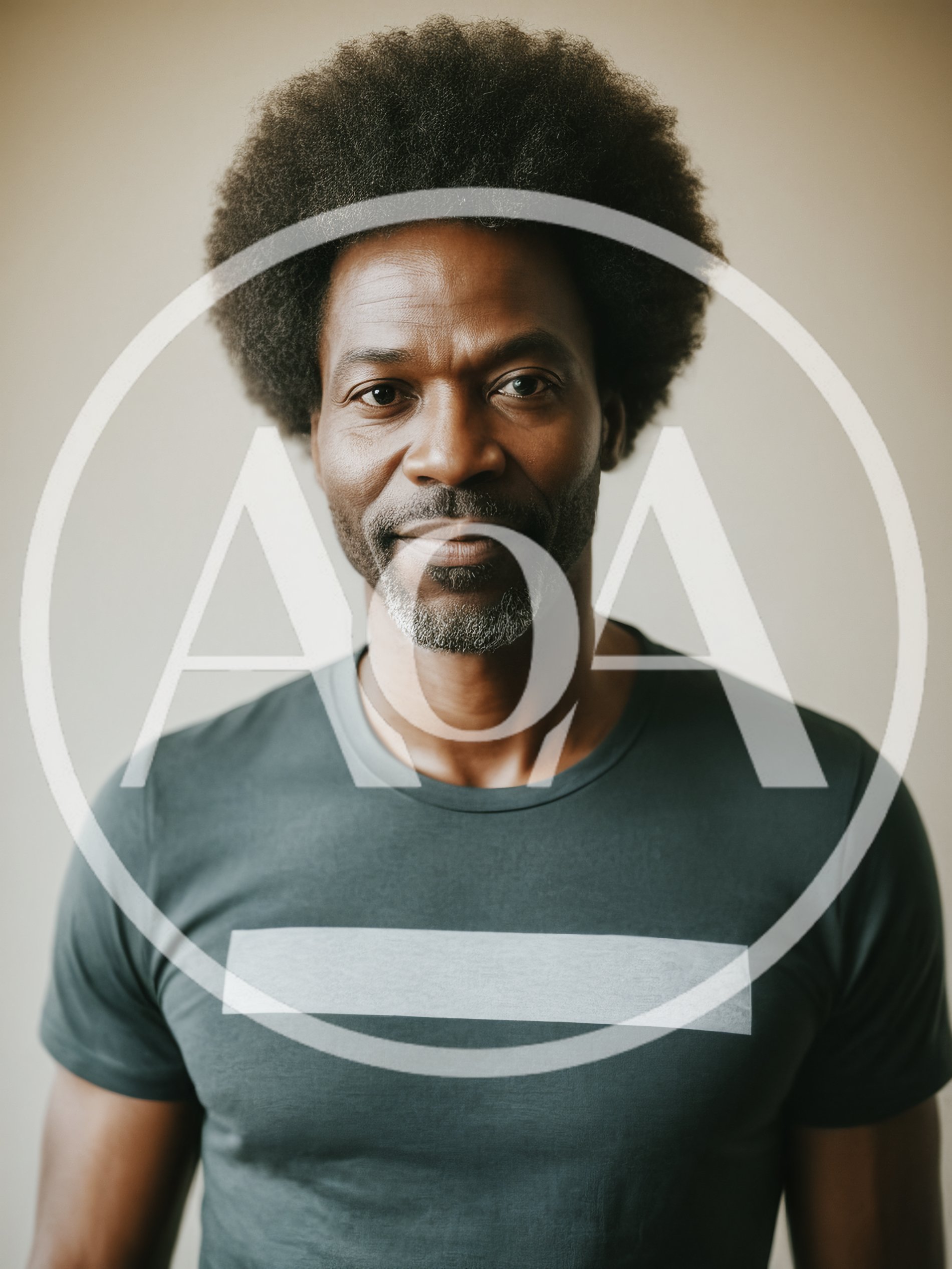 Portrait Of A Middle Aged Black Man With Afro