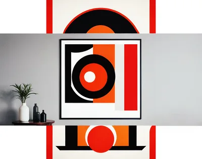 Modern Abstract Geometric Art Print In Minimalist Interior