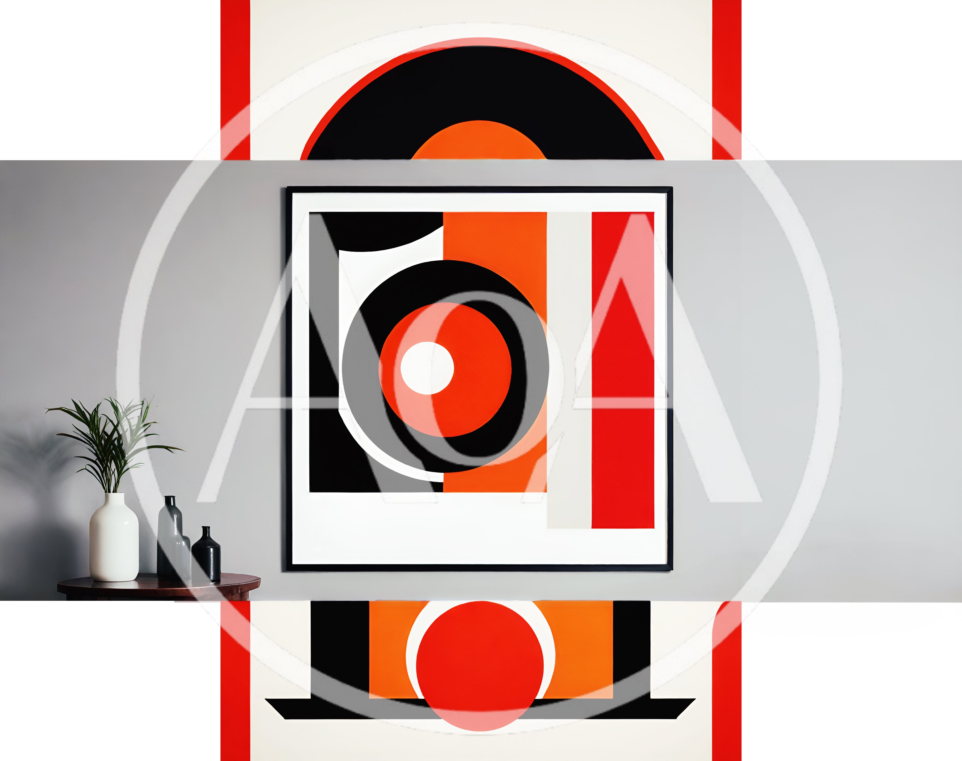Modern Abstract Geometric Art Print In Minimalist Interior