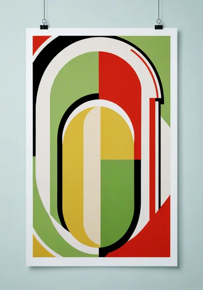 Abstract Geometric Art Print With Bold Shapes