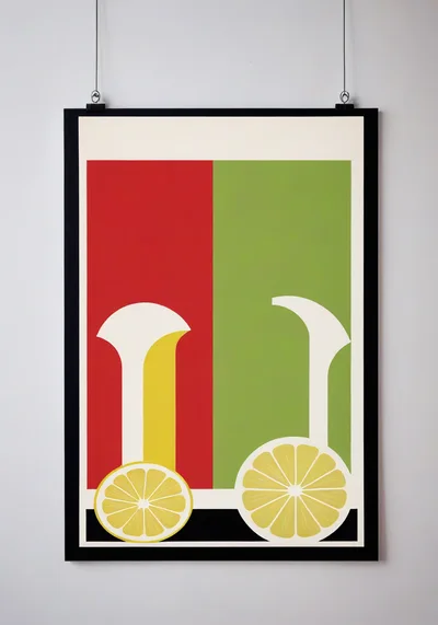 Minimalist Graphic Art Poster Featuring Stylized Lemon Slices