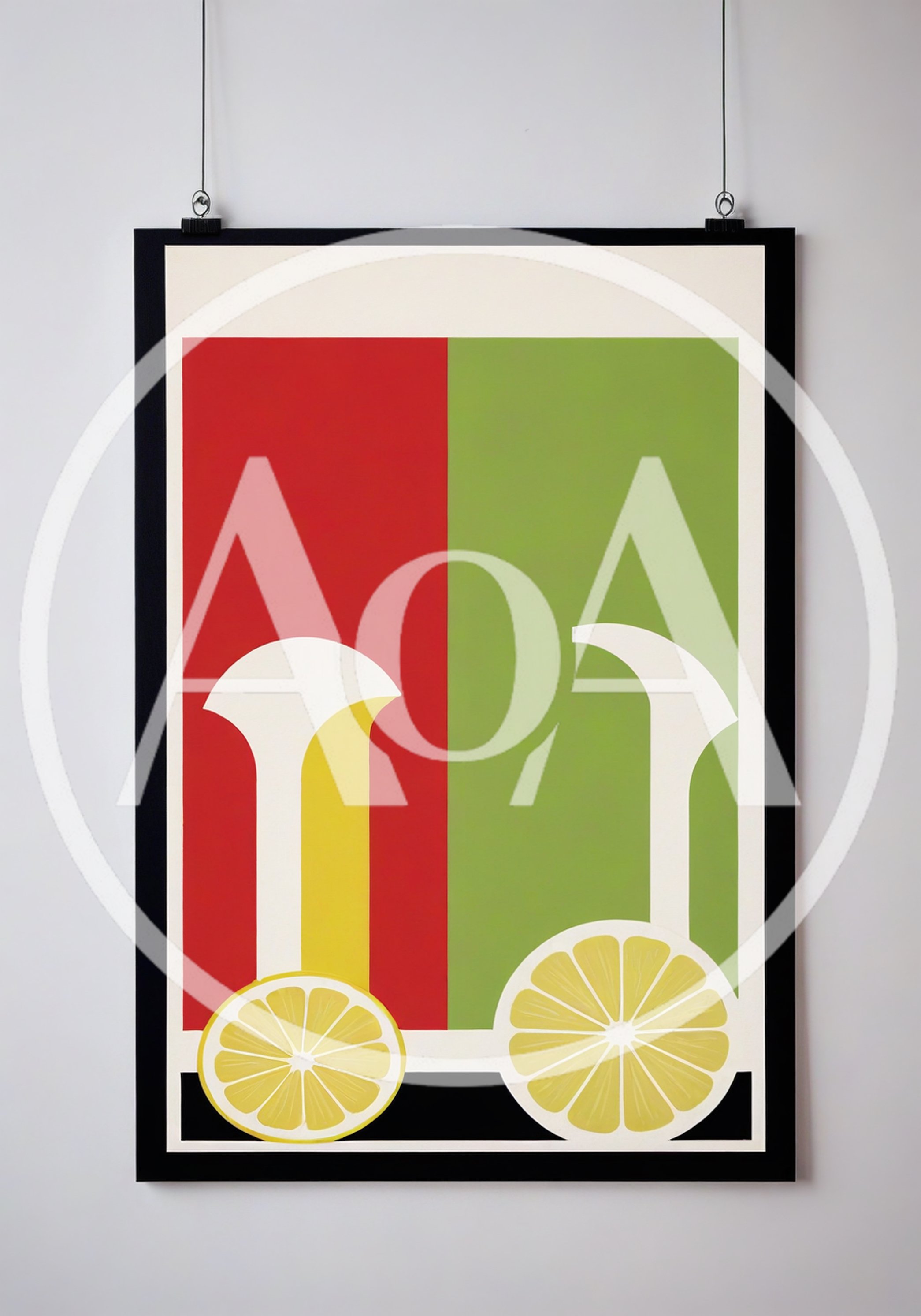 Minimalist Graphic Art Poster Featuring Stylized Lemon Slices